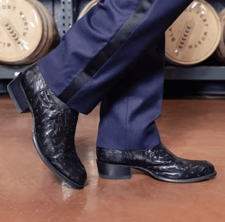 Black Cowboy boots with blue suit